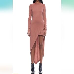 Jonny Cota Studio Asymmetrical Dress S Blush Pink Moto Long Sleeve